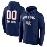 New England Patriots Personalized Name & Number Team Wordmark Pullover Hoodie - Navy - NFL