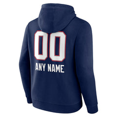New England Patriots Personalized Name & Number Team Wordmark Pullover Hoodie - Navy - NFL