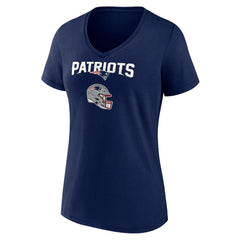 New England Patriots Women's Personalized Name & Number Team Wordmark V-Neck T-Shirt - Navy - NFL