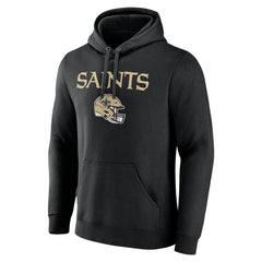 New Orleans Saints Personalized Name & Number Team Wordmark Pullover Hoodie - Black - NFL