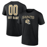 New Orleans Saints Personalized Name & Number Team Wordmark T-Shirt - Black - NFL