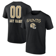New Orleans Saints Personalized Name & Number Team Wordmark T-Shirt - Black - NFL