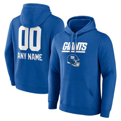 New York Giants Personalized Name & Number Team Wordmark Pullover Hoodie - Royal - NFL