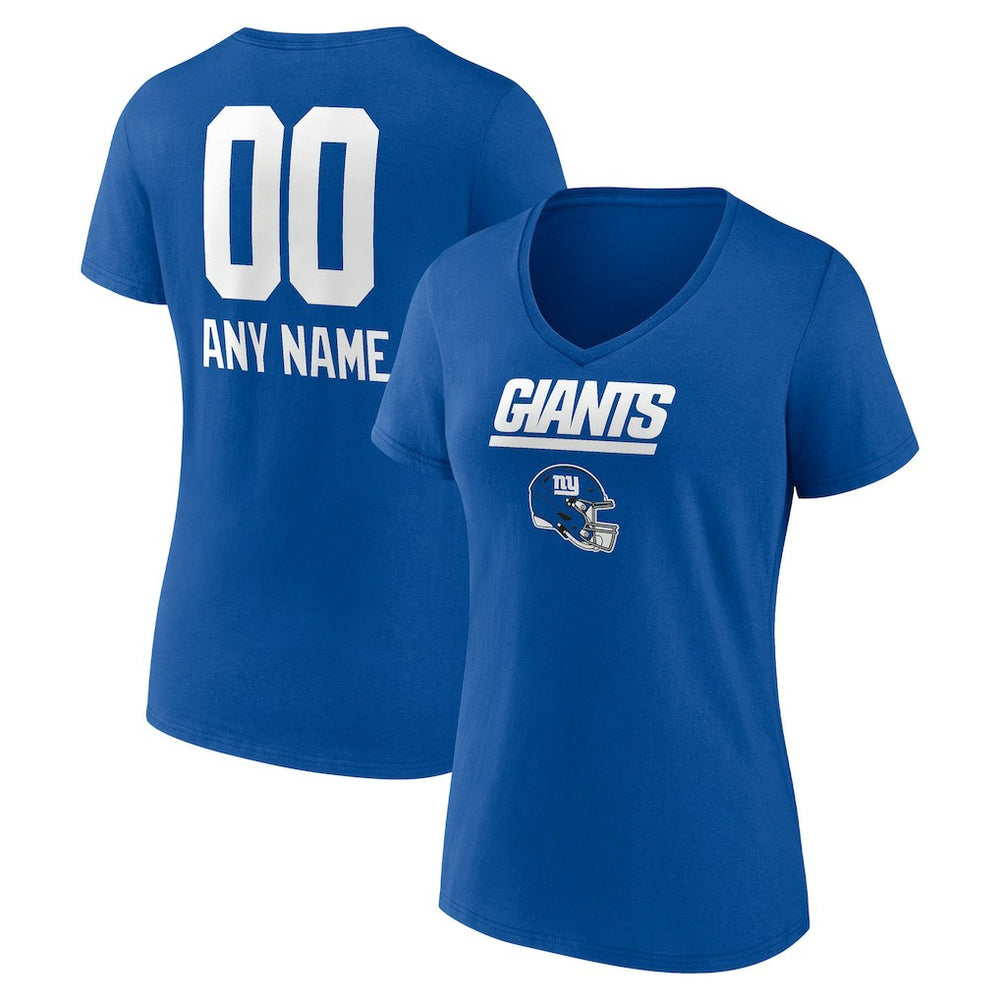New York Giants Women's Personalized Name & Number Team Wordmark V-Neck T-Shirt - Royal - NFL