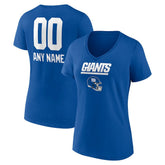 New York Giants Women's Personalized Name & Number Team Wordmark V-Neck T-Shirt - Royal - NFL