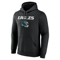 Philadelphia Eagles Personalized Name & Number Team Wordmark Pullover Hoodie - Black - NFL