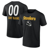Pittsburgh Steelers Personalized Name & Number Team Wordmark T-Shirt - Black - NFL