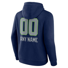 Seattle Seahawks Personalized Name & Number Team Wordmark Pullover Hoodie - College Navy - NFL