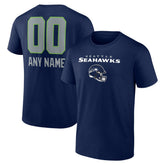Seattle Seahawks Personalized Name & Number Team Wordmark T-Shirt - College Navy - NFL