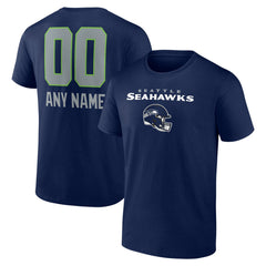 Seattle Seahawks Personalized Name & Number Team Wordmark T-Shirt - College Navy - NFL
