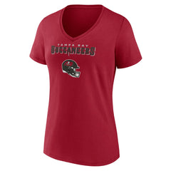 Tampa Bay Buccaneers Women's Personalized Name & Number Team Wordmark V-Neck T-Shirt - Red - NFL