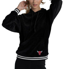 Chicago Bulls Lusso Women's Nellie Oversized Velour Pullover Hoodie Black