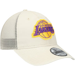 New Era Los Angeles Lakers Rough Edge Logo Trucker 9TWENTY Adjustable Hat Cream