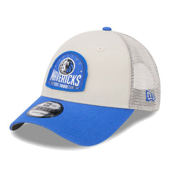 New Era Dallas Mavericks Throwback Patch Trucker 9FORTY Adjustable Hat Khaki/Blue