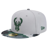 New Era Milwaukee Bucks Active Color Camo Visor 59FIFTY Fitted Hat Gray