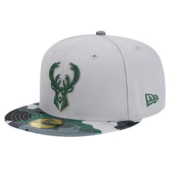 New Era Milwaukee Bucks Active Color Camo Visor 59FIFTY Fitted Hat Gray