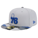 New Era Philadelphia 76ers Active Color Camo Visor 59FIFTY Fitted Hat Gray