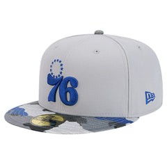New Era Philadelphia 76ers Active Color Camo Visor 59FIFTY Fitted Hat Gray