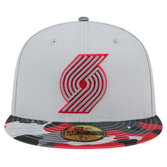 New Era Portland Trail Blazers Active Color Camo Visor 59FIFTY Fitted Hat Gray