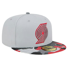 New Era Portland Trail Blazers Active Color Camo Visor 59FIFTY Fitted Hat Gray