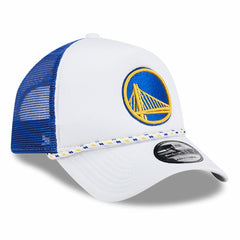 New Era Golden State Warriors Court Sport Foam A-Frame 9FORTY Adjustable Trucker Hat White/Royal