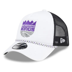 New Era Sacramento Kings Court Sport Foam A-Frame 9FORTY Adjustable Trucker Hat White/Black