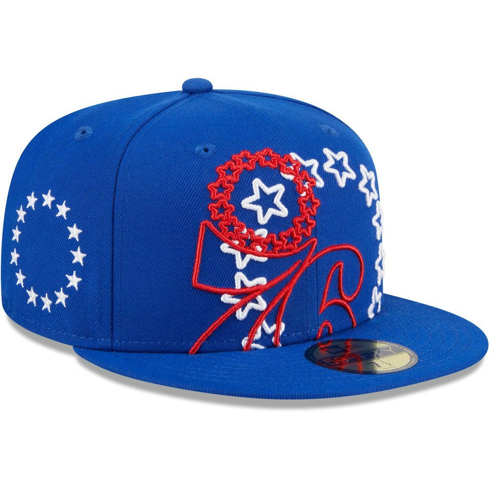New Era Philadelphia 76ers Game Day Hollow Logo Mashup 59FIFTY Fitted Hat Royal