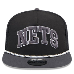 New Era Brooklyn Nets Throwback Team Arch Golfer Snapback Hat Black/Charcoal
