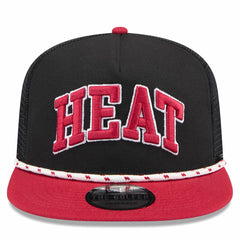 New Era Miami Heat Throwback Team Arch Golfer Snapback Hat Black/Red