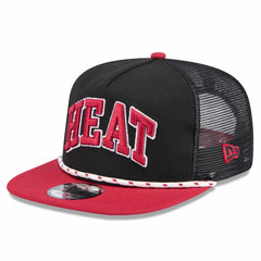New Era Miami Heat Throwback Team Arch Golfer Snapback Hat Black/Red