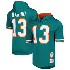 Dan Marino Miami Dolphins Retired Player Name & Number Mesh Hoodie T-Shirt - Aqua - Mitchell & Ness