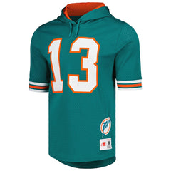 Dan Marino Miami Dolphins Retired Player Name & Number Mesh Hoodie T-Shirt - Aqua - Mitchell & Ness
