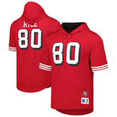 Jerry Rice San Francisco 49ers Retired Player Name & Number Mesh Hoodie T-Shirt - Scarlet - Mitchell & Ness