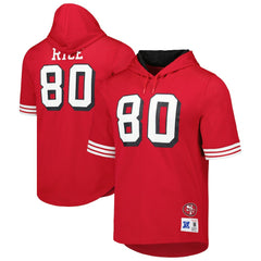 Jerry Rice San Francisco 49ers Retired Player Name & Number Mesh Hoodie T-Shirt - Scarlet - Mitchell & Ness