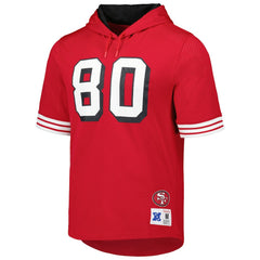 Jerry Rice San Francisco 49ers Retired Player Name & Number Mesh Hoodie T-Shirt - Scarlet - Mitchell & Ness