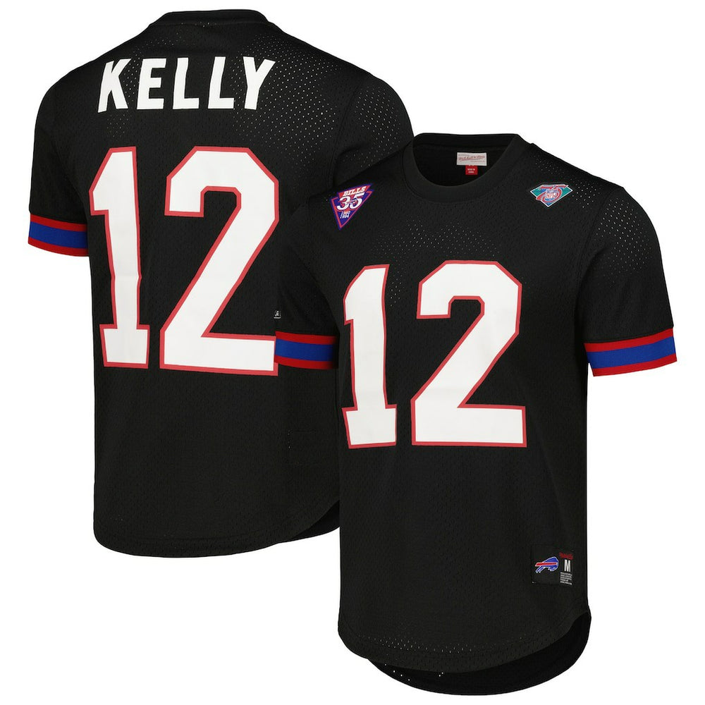 Jim Kelly Buffalo Bills Retired Player Name & Number Mesh Top - Black - Mitchell & Ness