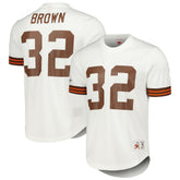 Jim Brown Cleveland Browns Retired Player Name & Number Mesh Top - White - Mitchell & Ness