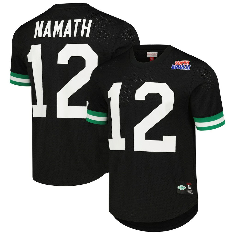 Joe Namath New York Jets Retired Player Name & Number Mesh Top - Black - Mitchell & Ness