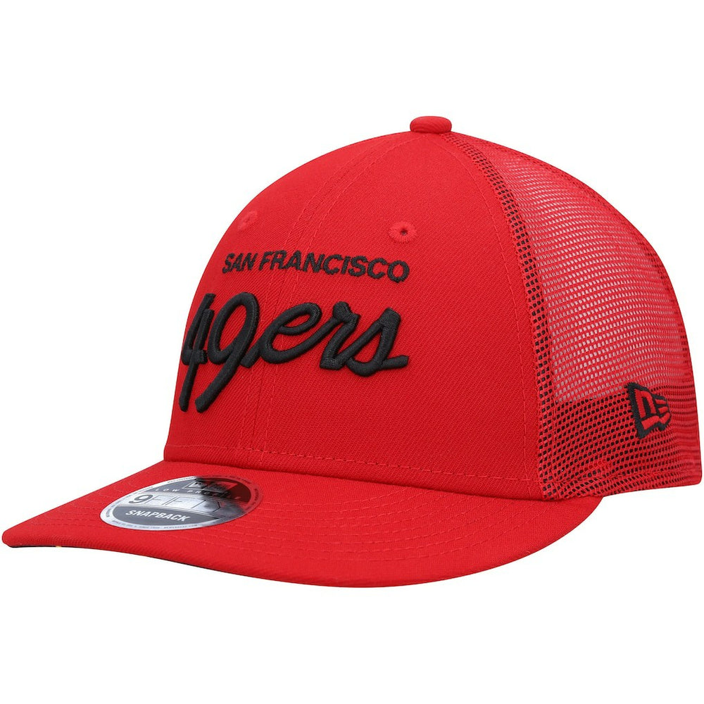 San Francisco 49ers New Era Black Excellence Collection Wordmark Trucker Low Profile 9FIFTY Snapback Hat - Scarlet - NFL