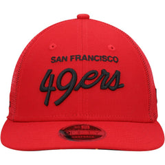 San Francisco 49ers New Era Black Excellence Collection Wordmark Trucker Low Profile 9FIFTY Snapback Hat - Scarlet - NFL