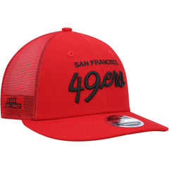 San Francisco 49ers New Era Black Excellence Collection Wordmark Trucker Low Profile 9FIFTY Snapback Hat - Scarlet - NFL