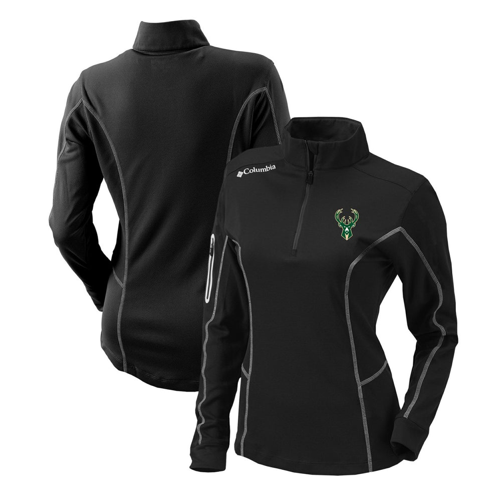 Columbia Milwaukee Bucks Women's Omni-Wick Shotgun Quarter-Zip Pullover Top Black