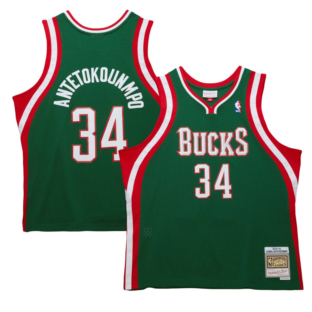 Mitchell & Ness Giannis Antetokounmpo Milwaukee Bucks 2013/14 Hardwood Classics Swingman Jersey Hunter Green