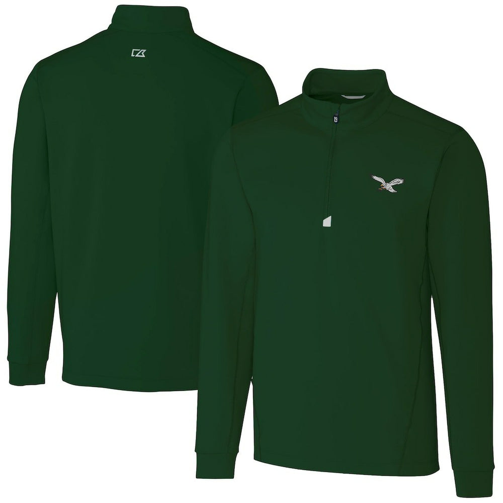 Philadelphia Eagles Cutter & Buck Traverse Stretch Quarter-Zip Pullover - Hunter Green - NFL
