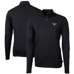 Philadelphia Eagles Cutter & Buck Virtue Eco Pique Recycled Quarter-Zip Pullover - Black - NFL