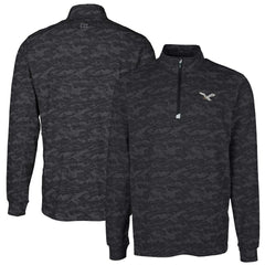 Philadelphia Eagles Cutter & Buck Traverse Camo Print Stretch Quarter-Zip Pullover - Black - NFL