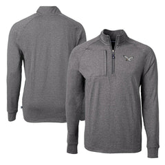 Philadelphia Eagles Cutter & Buck Adapt Eco Knit Heathered Recycled Quarter-Zip Pullover - Heather Black - NFL