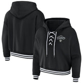 Las Vegas Raiders WEAR by Erin Andrews Women's Lace-Up Pullover Hoodie - Black - NFL