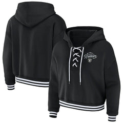 Las Vegas Raiders WEAR by Erin Andrews Women's Lace-Up Pullover Hoodie - Black - NFL