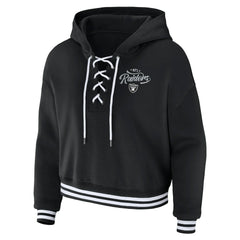 Las Vegas Raiders WEAR by Erin Andrews Women's Lace-Up Pullover Hoodie - Black - NFL